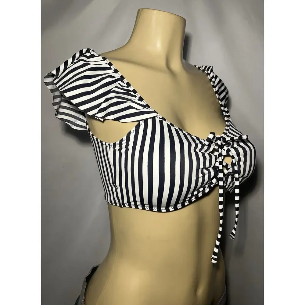 NWT AMUSE X‎ FLYNN SKYE striped bikini top large 'Audri ' beach vida bling $116